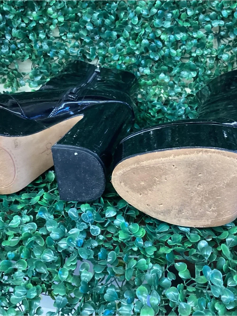 Jessica Simpson Black Patent Platform Ankle Boots